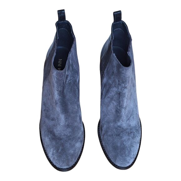 Nine West Fiffi Chelsea Ankle Boots Gray Size 10M Round Toe Block Heel Leather - Picture 3 of 12